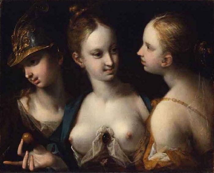 Hans von Aachen Pallas Athena, Venus and Juno Germany oil painting art